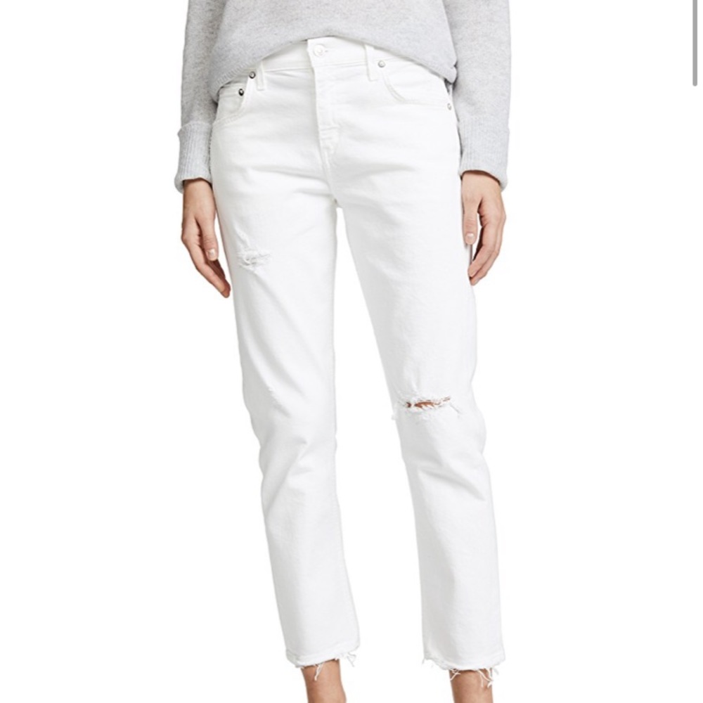 Agolde Isabel Mid Rise Slim Straight White Jeans